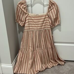 LOFT Dress with Pink and Cream Stripes